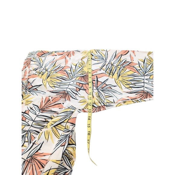 Serra Linen Blend Elastic Waist Pull On Pants Tropical Leaf Beachy Size XL - Picture 8 of 9